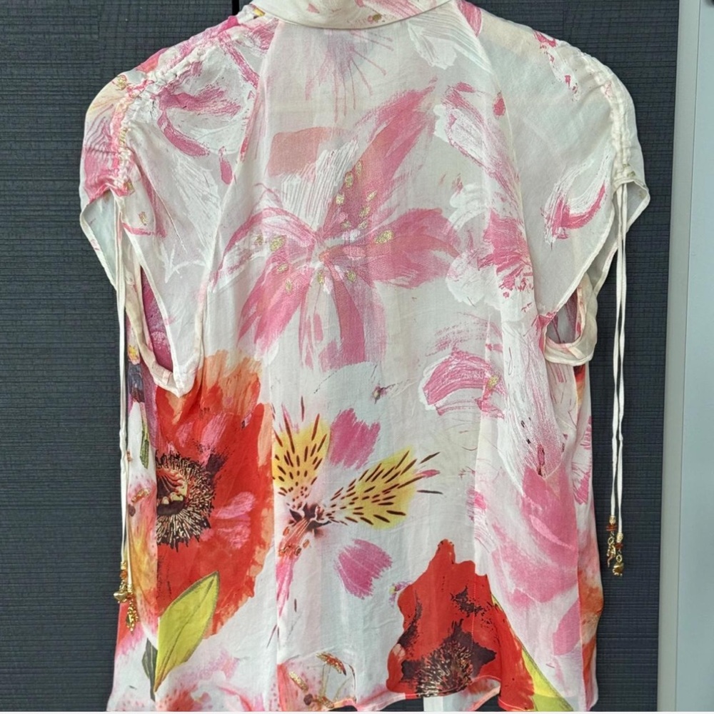 Roberto Cavalli Pink and Red Floral Blouse - Picture 3 of 6